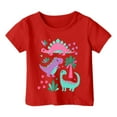thumbnail image 1 of Kiijoy Toddler Girls Cartoon Dinosaur T-Shirt Short Sleeve Round Neck T Shirt Casual Tee, 1 of 3