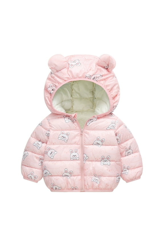 Toddler Girls Cartoon Padded Coat Bear Ears Hooded Jacket Outerwear, Sizes 3-4