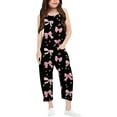 thumbnail image 1 of Kiijoy Toddler Girls Casual Bow Print Romper Summer Loose V Neck Strap Jumpsuit, Sizes 4-14, 1 of 5