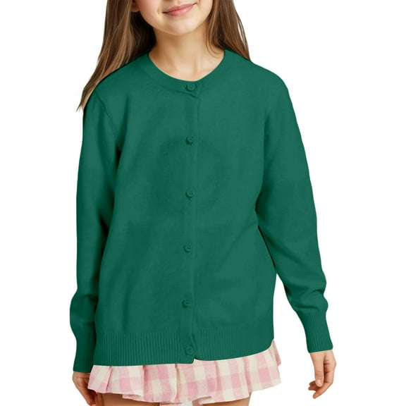Kiijoy Toddler Girls Casual Cardigan Sweater Solid Color Soft Knitted Coat, Sizes 2-3