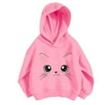 thumbnail image 1 of Kiijoy Toddler Girls Casual Cartoon Cat Print Hoodie Pullover Hooded Sweatshirt, Sizes 3-4, 1 of 3