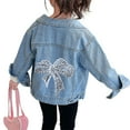 thumbnail image 1 of Kiijoy Toddler Girls Casual Denim Jacket Bow Print Loose Fit Outerwear Coat, Sizes 2-3, 1 of 3