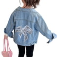thumbnail image 1 of Kiijoy Toddler Girls Casual Denim Jacket Stylish Puff Print Bow Jean Coat Kids Outerwear, 1 of 3