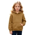 thumbnail image 1 of Kiijoy Toddler Girls Casual Hoodie Solid Plain Pullover Sweatshirt, Khaki, Sizes 3-4T, 1 of 4