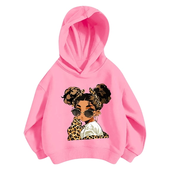 Kiijoy Toddler Girls Casual Hoodies Graphic Long Sleeve Sweatshirts, Pink, Sizes 4-5T