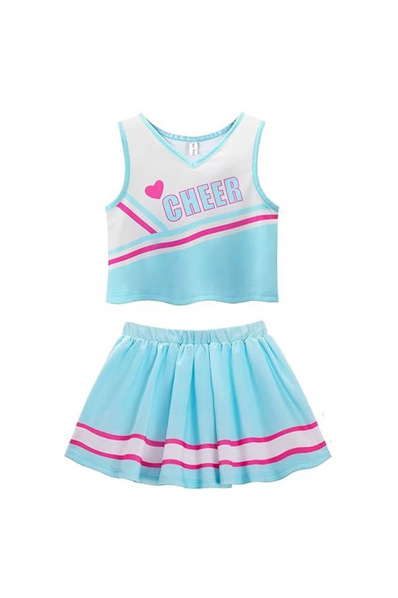 Toddler Girls Cheerleading Outfits 2 Piece Athletic Tank Top Skirt Set, Sizes 2-3T