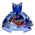 thumbnail image 1 of Kiijoy Toddler Girls Christmas Party Dress Allover Print Sleeveless Princess Dress, Blue, 1 of 3