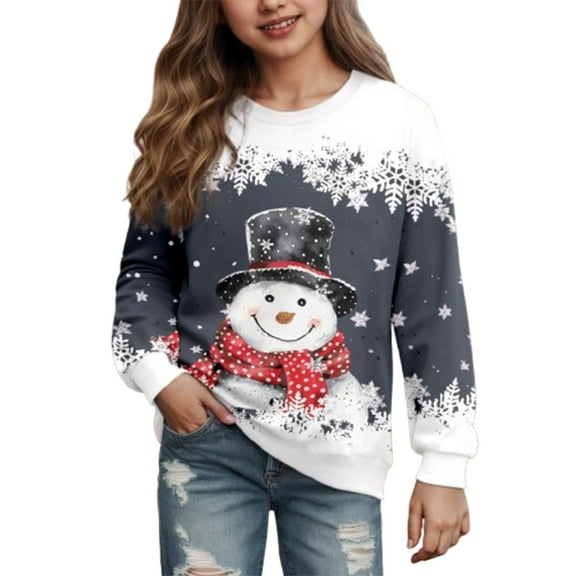 Kiijoy Toddler Girls Christmas Sweatshirt Xmas Cozy Casual Pullover Sweater, Sizes 3-4