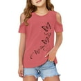 thumbnail image 1 of Kiijoy Toddler Girls Cold Shoulder T-Shirt Butterfly Print Short Sleeve T Shirt, Sizes 3-12, 1 of 5