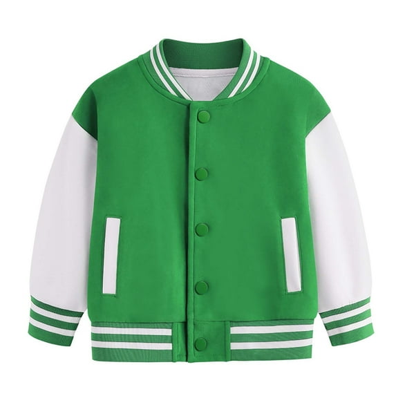 Kiijoy Toddler Girls Color Block Baseball Jacket Varsity Sports Sweatshirt, Sizes 1-2