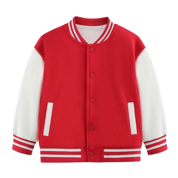 Kiijoy Toddler Girls Color Block Baseball Jacket Varsity Sports Sweatshirt, Sizes 4-5