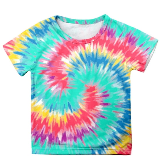 Kiijoy Toddler Girls Tie Dyed T-Shirt Summer Casual Short Sleeve Tshirt Tee Top, Sizes 3-13