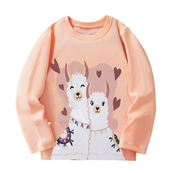 Kiijoy Toddler Girls Cotton Casual T-Shirt Graphic Kids Long Sleeve T Shirt, Sizes 3-4