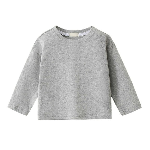 Kiijoy Toddler Girls Cotton Long Sleeve T-Shirt Casual Solid Crewneck T Shirt, Sizes 2-3