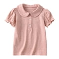 thumbnail image 1 of Kiijoy Toddler Girls Cotton Polo Shirt Solid Casual Soft Short Sleeve T-Shirt, Sizes 4-5, 1 of 3