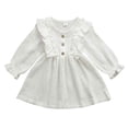 thumbnail image 1 of Kiijoy Toddler Girls Cotton Ruffle Long Sleeve Dress Casual Solid Skater Dresses, White, 1 of 5