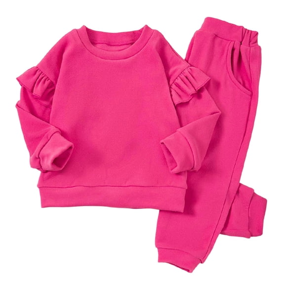 Kiijoy Toddler Girls Cotton Ruffle Sweatshirt and Sweatpants Outfits, 2 Piece, Sizes 3-4