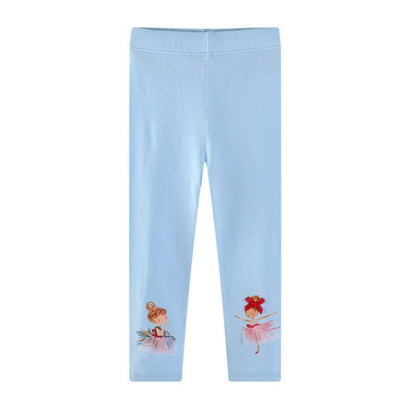 Kiijoy Toddler Girls Cotton Soft Leggings Cartoon Ballet Print Stretchy Pants, Sizes 1-2