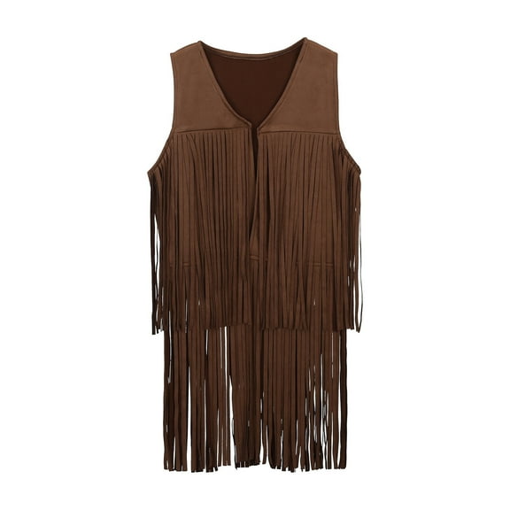 Kiijoy Toddler Girls Cowgirl Fringe Tassel Vest Kids Party Dress Up Waistcoat, Sizes 3-4