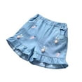 thumbnail image 1 of Kiijoy Toddler Girls Cute Bunny Ruffle Denim Shorts Summer Casual Soft Shorts, Sizes 4-5, 1 of 2