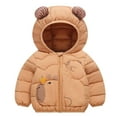 thumbnail image 1 of Kiijoy Toddler Girls Cute Capybara Down Coat Lightweight Winter Hooded Jacket, Sizes 2-3, 1 of 3