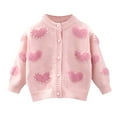 thumbnail image 1 of Kiijoy Toddler Girls Cute Cardigan Sweater Hearts Print Button Knitwear Coat, Sizes 1-2, 1 of 3