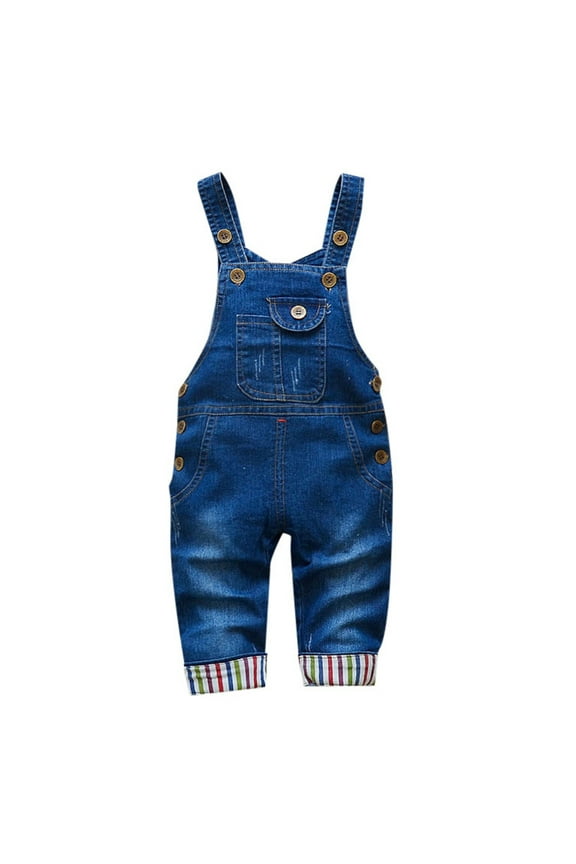 Toddler Girls Denim Overalls Children's Casual Dungarees Strap Jumpsuit, Sizes 2-3