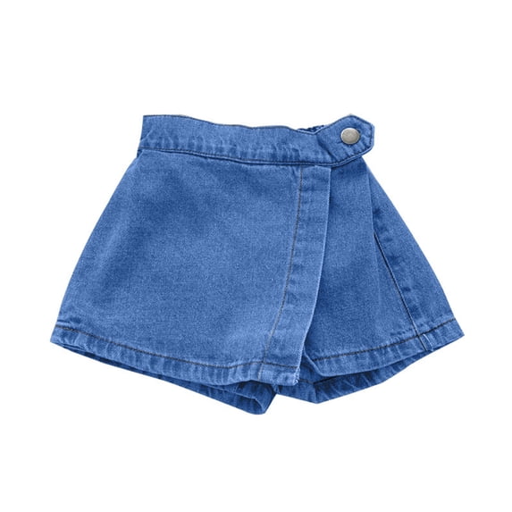 Kiijoy Toddler Girls Denim Skort Casual Summer High Rise A-Line Jean Skirt Booty Shorts, Sizes 4-5T