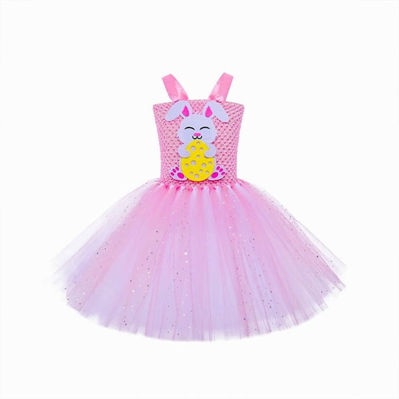 Kiijoy Toddler Girls Easter Rabbit Tutu Dress Cute Sleeveless Party Dress, Sizes 2-12