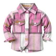 thumbnail image 1 of Kiijoy Toddler Girls Flannel Jacket Plaid Long Sleeve Button Down Shirt Coat, Sizes 1-2, 1 of 2