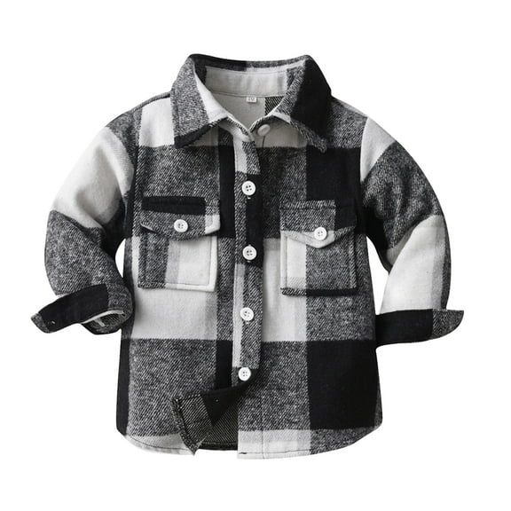 Kiijoy Toddler Girls Flannel Plaid Shirt Fall Button Down Jacket Cardigan Coat, Sizes 4-5