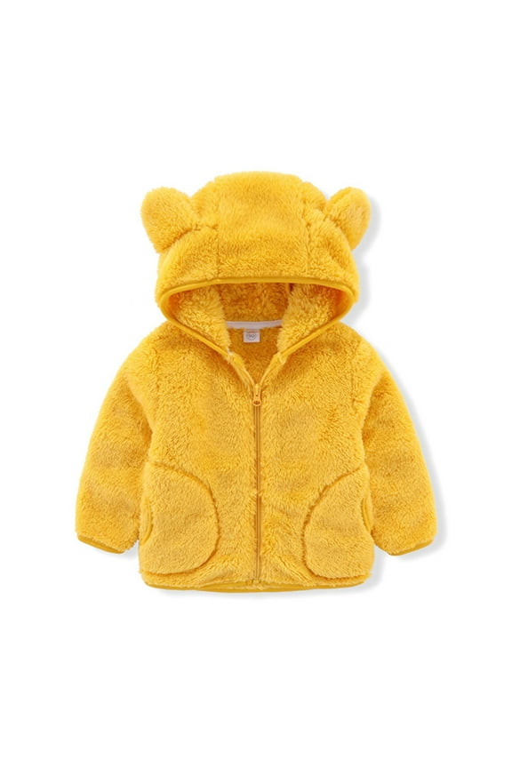 Outerwear for Boys Girls Soft Sherpa Lined Hooded Coat Cute Warm Cozy Jacket