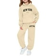 thumbnail image 1 of Kiijoy Toddler Girls Outfits New York Print Hoodie Sweatpants Sweatsuit, Sizes 3-4T, 1 of 3