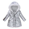 thumbnail image 1 of Kiijoy Winter Girls Fleece Padded Jacket Metallic Warm Hooded Coat Kid Windproof Outerwear, 1 of 7