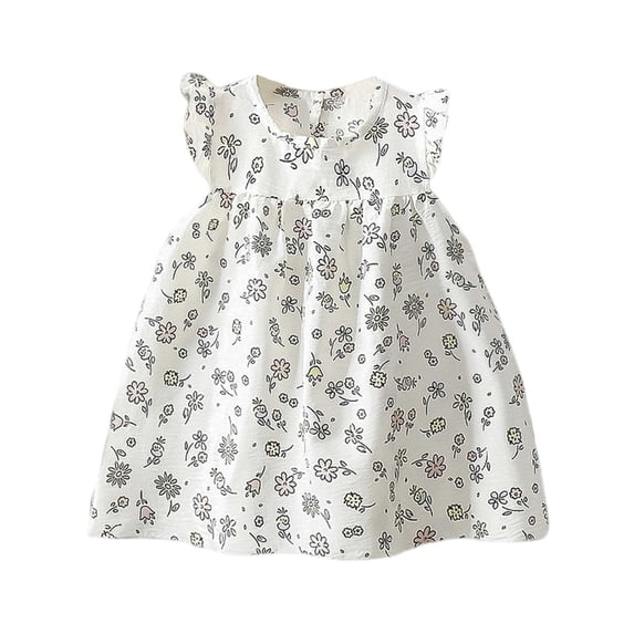 Kiijoy Toddler Girls Floral Casual Dress Cotton Sleeveless Everyday Dress, Sizes 1-2