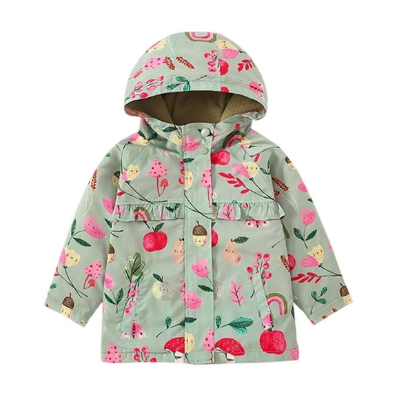 Kiijoy Toddler Girls Floral Jacket Long Sleeve Casual Hooded Coat Outerwear, Sizes 3-4