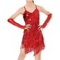 thumbnail image 1 of Kiijoy Toddler Girls Glitter Fringe Slip Dress with Arm Sleeves Dancewear, Sizes 4-5, 1 of 2