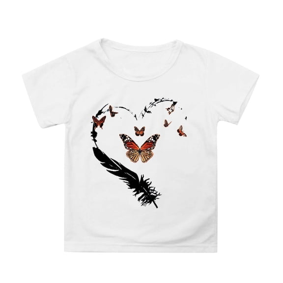 Kiijoy Toddler Girls Graphic T-Shirt Short Sleeve Crew Neck T Shirt for Kids, Sizes 3-4