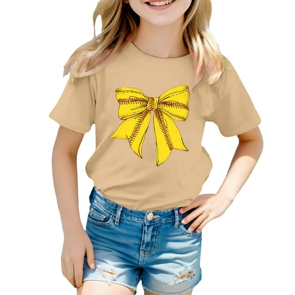 Kiijoy Toddler Girls Graphic Tee Round Neck Short Sleeved T Shirt Summer Casual T-Shirt