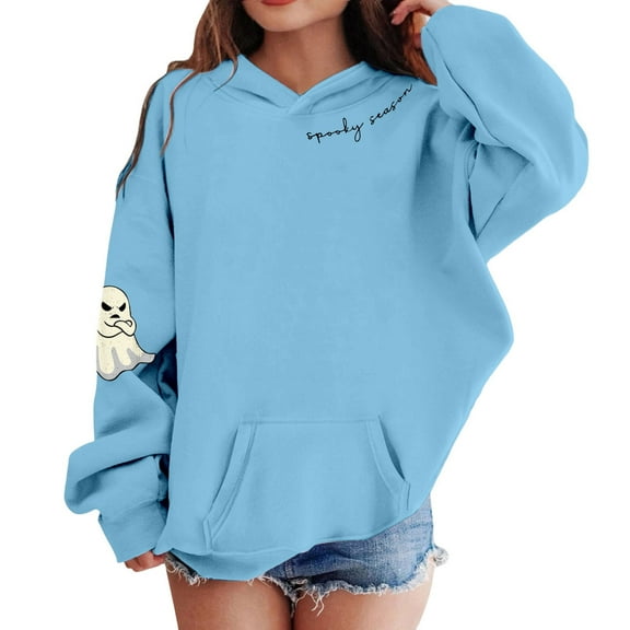 Kiijoy Toddler Girls Halloween Hoodie Cute Printed Pullover Hooded Sweatshirt, Sizes 3-4