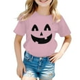 thumbnail image 1 of Kiijoy Toddler Girls Halloween T-Shirt Cute Pumpkin Short Sleeve Graphic Tee, Sizes 3-4, 1 of 4