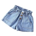 thumbnail image 1 of Kiijoy Toddler Girls High Rise Denim Shorts with 3 Button Lightweight Stretch Pull On Shorts, 1 of 4