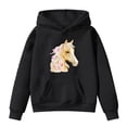 thumbnail image 1 of Kiijoy Toddler Girls Hooded Sweatshirt Horse Print Loose Lightfleece Hoodie Pullover Top, 1 of 2