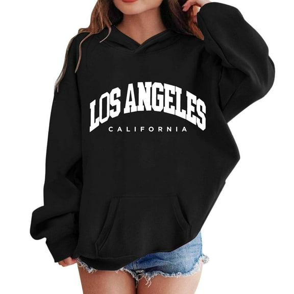 Kiijoy Toddler Girls' Hoodie Los Angeles Printed Long Sleeve Hooded Sweatshirt, Sizes 3-4
