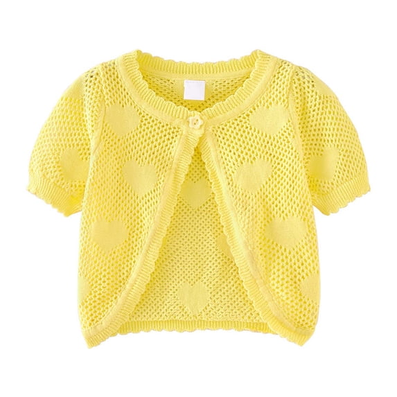 Kiijoy Toddler Girls Knit Cardigan Lightweight Open Front Short Sleeve Shirt Summer Top