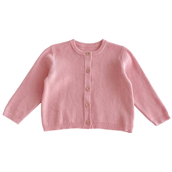Kiijoy Toddler Girls Knit Cardigan Solid Color Long Sleeve Button Sweater, Sizes 3-4