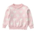 thumbnail image 1 of Kiijoy Toddler Girls Knit Pullover Sweater Kids Heart Print Crew Neck Long Sleeve Sweater, 1 of 4