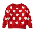 thumbnail image 1 of Kiijoy Toddler Girls Knit Pullover Sweater Kids Heart Print Crew Neck Long Sleeve Sweater, 1 of 7
