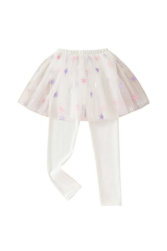 Toddler Girls Leggings with Tutu Skirt Culottes Cotton Casual Pants, Sizes 3-4