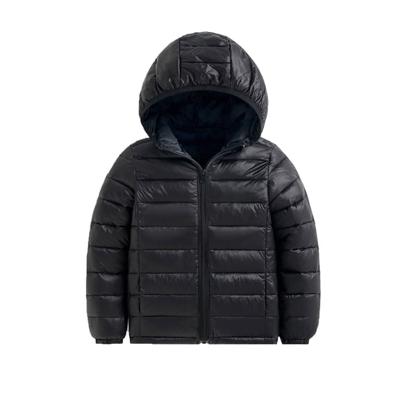 Kiijoy Toddler Girls Lightweight Padded Coat Zip Up Hooded Puffer Jacket Outerwear, Black, 2-3 Years